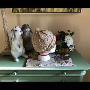 HAND MADE Knitted Owl Beanie hat with pom pom